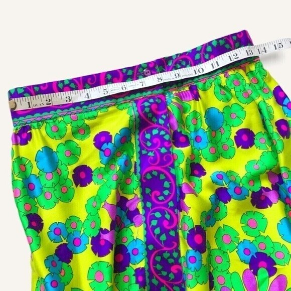 Vintage 70s Alex Colman Psychedelic Floral Maxi Wrap Skirt Neon Boho Small - Picture 13 of 16